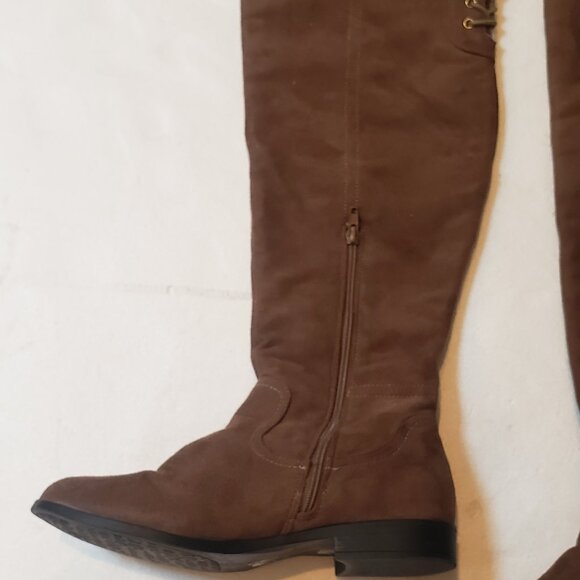 XOXO Thigh high over the Knee Boots with Lace ties and gold hardware - Picture 7 of 15